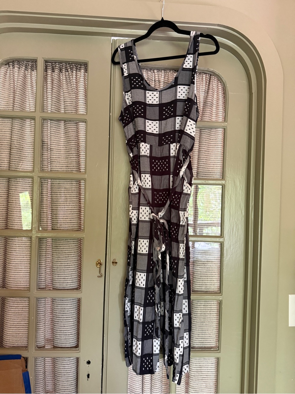 Ace & Jig Black and White Checkered Jumpsuit with Tie Waist